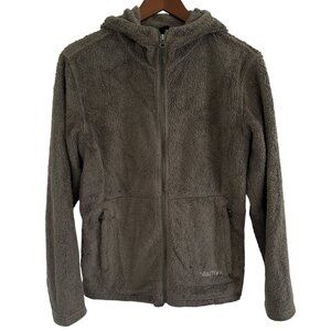 Marmot Women’s Large Hooded Full Zip Fleece Jacket Taupe Plush Teddy Soft Cozy
